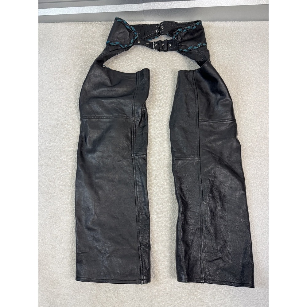 Unik International Leather Chaps Mens XL Fringe Western‎ Motorcycle Biker Riding